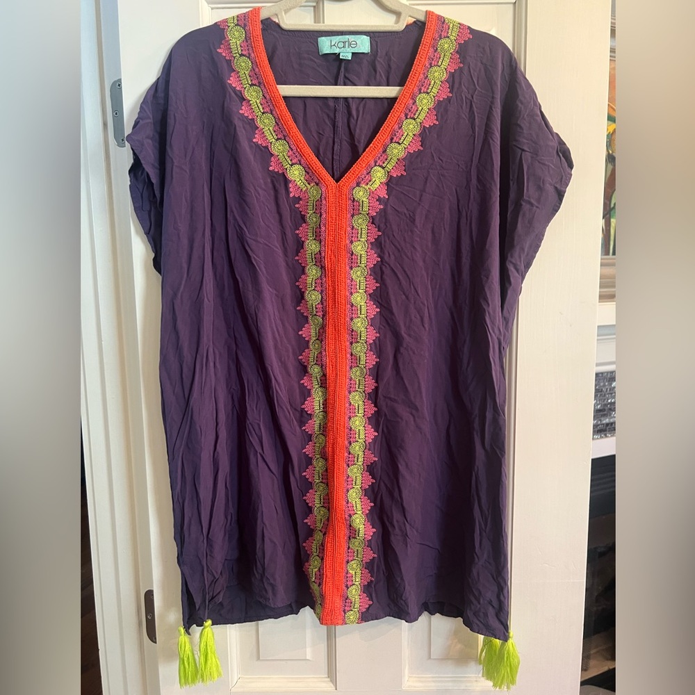 Karlie Purple Embroidered Women's Tunic 🍇